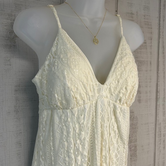 HeartSoul Women Lace Babydoll Maxi Dress Size L Tiered Ivory Summer Event NWT - Picture 4 of 8